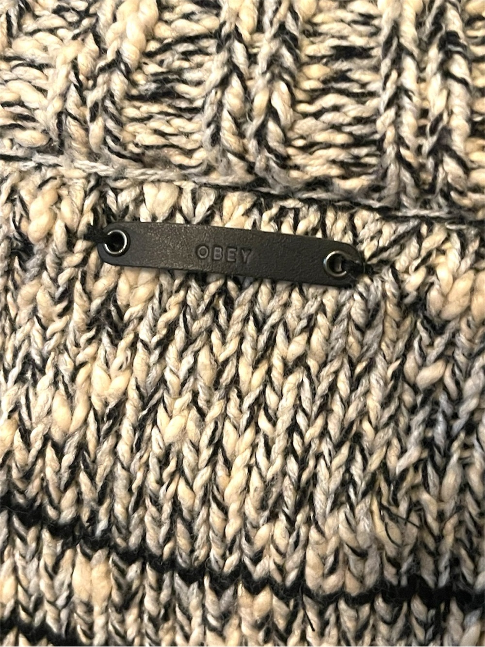 Obey Black and Cream Patterned Zip-Up Sweater Jacket - Picture 5 of 7